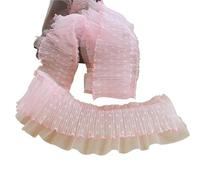 Bordes flexibles arrugados, Tul de doble capa de 10 cm de ancho con lunares, plisado, de algodón, con ribete de volantes, multicolor, 1 yarda(Roze)