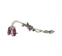 bordorsse Apagador de velas floral de estilo vintage, esmalte morado y verde con detalles de cristal, metal decorativo (morado)