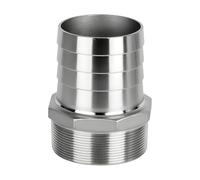 BORDSTRACT 1 Pcs Stainless Steel Hex Bars Hose Barb to BSPT Male Adapter BSPT3" x 80mm for Automotive, Motorcycle, Marine, Truck, RV Fuel Systems