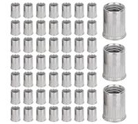BORDSTRACT 100PCS Tuercas Remachables Reutilizables M8, Acero Inoxidable Cabeza Plana con Moleteado Vertical para Fijación Segura