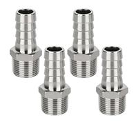 BORDSTRACT 4 Pcs Stainless Steel Hex Bars Hose Barb to BSPT Male Adapter BSPT3/4" x 20mm for Automotive, Motorcycle, Marine, Truck, RV Fuel Systems