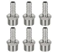 BORDSTRACT 6 Pcs Stainless Steel Hex Bars Hose Barb to BSPT Male Adapter BSPT3/4" x 12mm for Automotive, Motorcycle, Marine, Truck, RV Fuel Systems