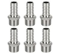 BORDSTRACT 6 Pcs Stainless Steel Hex Bars Hose Barb to BSPT Male Adapter BSPT3/4" x 18mm for Automotive, Motorcycle, Marine, Truck, RV Fuel Systems