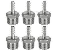 BORDSTRACT 6 Pcs Stainless Steel Hex Bars Hose Barb to BSPT Male Adapter BSPT3/4" x 8mm for Automotive, Motorcycle, Marine, Truck, RV Fuel Systems