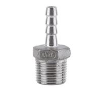 BORDSTRACT Accesorios de espiga para manguera SS304 Rosca macho acero inoxidable Conector cola manguera espiga BSP 1/8"~3/4" para conectar tubería de aire, tubería de combustible, tubería (3/8×6mm)