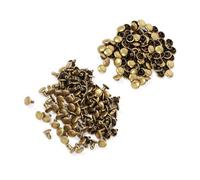 BORDSTRACT Double Cap Rivet, 100Sets 8x8mm 0.3x0.3inch Iron Metal Studs Leather Craft Repair Decoration Gold (Bronze)