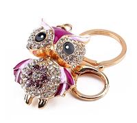 BORDSTRACT Llavero Dorado Con Diseño De Búho De La Suerte, Accesorio De Cristal Brillante Con Diamantes De Imitación Para Bolso O Coche, Elegante Decoración Para Llaves