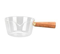 BORDSTRACT Olla Para Calentar Leche,cazo de Leche Con Mango de Madera,con Pico En Forma de V Para Cocinar En Casa,ideal Para Calentar Leche, Ensaladas,Pasta, Etc(400ml)
