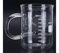 BORDSTRACT Tazas Transparentes Quimica Cristal, Taza de Molécula de Cafeína, Taza de Química de Vidrio de Borosilicato Científico de 16 Oz Con Asa Medición Para Café Té Café Con Leche