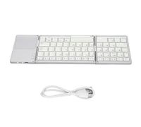 BORDSTRACT Teclado Plegable, Teclado Bluetooth Plegable con Panel táctil, Recargable para la computadora portátil de Tableta Android iOS (Silver)