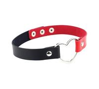 BORFUE Gargantilla de piel con corazón gótico para niñas, para discoteca, cosplay, fiesta de disfraces (negro-rojo)