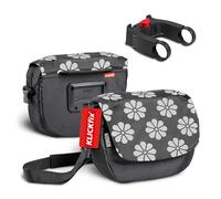 Borgen Bolsa de Manillar KLICKfix, Estampado Floral, 5L, con Correa | Bolsa de manillar espaciosa y resistente al agua, 2 en 1 con correa extraíble; ideal para E-Bike, MTB, ciudad y carretera.