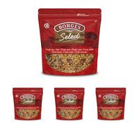 Borges - Mezcla de Frutos Secos Fritos Sabor Barbacoa Selección Borges - Cacahuetes con y sin Piel, Maíz, Habas y Garbanzos Tostados - Sin Gluten, Sin Aceite de Palma, Vegano - 1 Kg. (Paquete de 4)