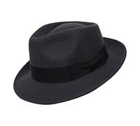 BORGES & SCOTT B&S Premium Doyle - Sombrero de lágrima Fedora - 100% Fieltro de Lana - Enrollable para Viajes - Resistente al Agua - Gris Oscuro 54cm