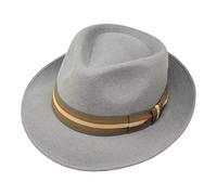 BORGES & SCOTT B&S Premium Doyle - Sombrero de lágrima Fedora - 100% Fieltro de Lana - Enrollable para Viajes - Resistente al Agua - Unisex - Gris Claro 62cm