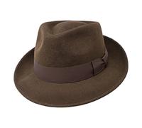 BORGES & SCOTT B&S Premium Doyle - Sombrero de lágrima Fedora - 100% Fieltro de Lana - Enrollable para Viajes - Resistente al Agua - Marron Oscuro 62cm