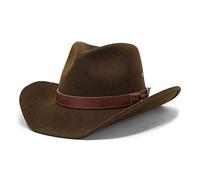 BORGES & SCOTT Forester - Gorra de Fieltro de Lana de Estilo Occidental - Resistente al Agua - con Alambre en el ala - Marron Oscuro 60 cm