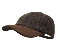 BORGES & SCOTT Gorra de béisbol Munro - 100% Lana - Harris Tweed - Visera de Cuero de Nobuck - Café Mmoreno