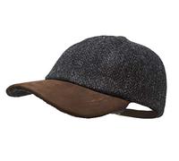 BORGES & SCOTT Gorra de béisbol Munro - 100% Lana - Harris Tweed - Visera de Cuero de Nobuck - Medianoche