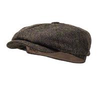 BORGES & SCOTT Gorra Estilo Newsboy Lomond - 100% Lana Tejida a Mano - Harris Tweed - Resistente al Agua - Café 62cm
