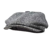 BORGES & SCOTT Gorra Estilo Newsboy Lomond - 100% Lana Tejida a Mano - Harris Tweed - Resistente al Agua - Carbón Herringbone 56cm
