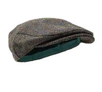 BORGES & SCOTT Gorra Plana Nevis - 100% Lana Tejida a Mano - Harris Tweed - Resistente al Agua - Bosque 56cm