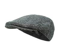 BORGES & SCOTT Gorra Plana Nevis - 100% Lana Tejida a Mano - Harris Tweed - Resistente al Agua - Carbón Herringbone 60cm