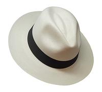 BORGES & SCOTT Sombrero Panamá Japura Fedora Signature - Blanco con Cinta Negra - Panamá Genuino Enrollable y Ultraligero - 56cm