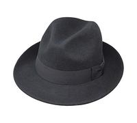 BORGES & SCOTT Swift - Fedora - Ligero - 100% Fieltro de Lana - Plegable para Viajar - Resistente al Agua - ala Moldeable - Negro 54cm