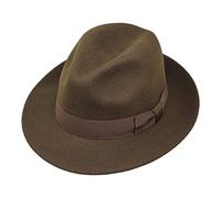 BORGES & SCOTT Swift - Fedora - Ligero - 100% Fieltro de Lana - Plegable para Viajar - Resistente al Agua - ala Moldeable - Marrón Oscuro 60cm