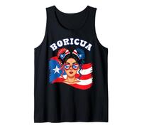 Boricua Messy Bun Puerto Rico Rican Flag Hispanic Heritage Camiseta sin Mangas