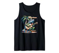 Boricua Puerto Rico Iguana Tocando Guitarra Bajo Una Palmera Camiseta sin Mangas