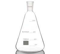 BorinGlass Frasco de vidrio 24/40 Erlenmeyer graduado de vidrio borosilicato con junta externa cónica estándar 24/40, 1000 ml