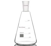 BorinGlass Frasco de vidrio 24/40 Erlenmeyer graduado de vidrio borosilicato con junta externa cónica estándar 24/40, 500 ml