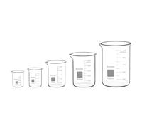 BorinGlass Juego de 5 vasos medidores de vidrio de borosilicato, graduados en 5 tamaños, 50 ml, 100 ml, 250 ml, 500 ml, 1000 ml