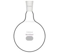 BorinGlass Matraz de Fondo Redondo de Un Cuello RBF, Matraz de Destilación de Vidrio con Junta Cónica Estándar 24/40, 1000 ml