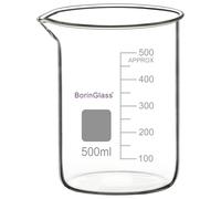 BorinGlass Vaso de Precipitados de Vidrio de Borosilicato de 500 Ml, Vaso Medidor Griffin de Forma Baja Graduado con Pico Antigoteo para Vertido Y Mezcla Precisos en Experimentos de Laboratorio
