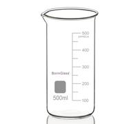 BorinGlass Vaso de vidrio de borosilicato de alto contenido en boro con pico vertedor, pack de 1, 500 ml, graduado, vaso de laboratorio alto