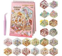 BORISCA 20 Juegos Miniatura Pegatinas 3d Escenas Libro Interesante Libro de Pegatinas 3d con Escenas Fun House Stickers Escena con Pinzas Pegatina Creativas y de Ocio (A)