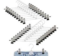 BORISCA 20 Piezas Perchas con Pinzas para Pantalones Faldas, 30cm Perchas Metal Pantalones Negro Piezas Perchas con Pinzas para Faldas Pantalone Calcetines Calzoncillos Ropa, Ahorra Espaci
