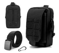 BORISCA Bolsa Tactica Cinturon Riñonera Tactica Pequeña Ligera Bolsos para Hombre Multifunción con 150cm Pouch Edc Cinturon y Mosquetones Pequeños Riñonera Hombre Trabajo para Montañismo, Senderismo