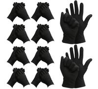 Borisca - Lote de 10 pares de guantes de algodón negro, de poliéster, espesar los guantes, cómodos y transpirables, para el cuidado de las manos, la inspección de joyas y el trabajo diario