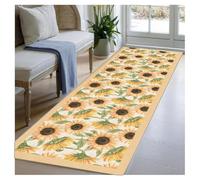 BORKOY Alfombra Amarillo de Pasillo y Cocina Antideslizante Lavable en Lavadora Alfombras Largas de Microfibra Suave Floral Personalizable en Tamaño para Dormitorio Baño y Entrada 50x100cm