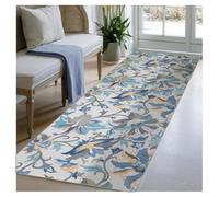 BORKOY Alfombra Azul de Pasillo y Cocina Antideslizante Lavable en Lavadora Alfombras Largas de Microfibra Suave Floral Personalizable en Tamaño para Dormitorio Baño y Entrada 50x150cm