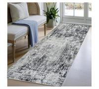 BORKOY Alfombra de Área 40x300cm - Alfombra Cocina y Pasillo Lavable - Patrón Abstracto Gris - Alfombra Corredor Antideslizante - Felpudo Entrada para Suciedad - Ideal para Lavadero,Saló,Pelo Corto