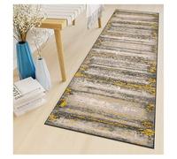 BORKOY Alfombra de Pasillo 60x120 cm Antideslizante Lavable,Marrón Amarillo Elegante-Alfombra Larga para Cocina,Entrada,Escalera,Diseño Abstracto 3D con Superficie Atrapa Suciedad,Respaldo de Goma