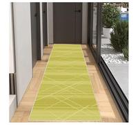 BORKOY Alfombra de Pasillo Larga 80x500 cm - Lavable en Lavadora, Antideslizante, Pelo Corto - Amarillo - Estilo Contemporáneo con Motivos Geométricos - Para Escaleras Comedor Salón Comedor Dormitorio