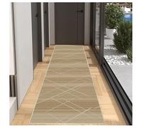 BORKOY Alfombra de Pasillo Larga 80x500 cm - Lavable en Lavadora,Antideslizante,Pelo Corto,Beige,Estilo Contemporáneo con Motivos Geométricos - para Escaleras Comedor Salón Comedor Dormitorio