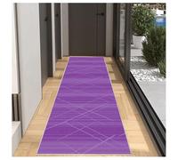BORKOY Alfombra de Pasillo Larga 80x500 cm - Lavable en Lavadora, Antideslizante, Pelo Corto - Morado - Estilo Contemporáneo con Motivos Geométricos - para Escaleras Comedor Salón Comedor Dormitorio