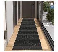 BORKOY Alfombra de Pasillo Larga 80x500 cm - Lavable en Lavadora, Antideslizante, Pelo Corto - Negro - Estilo Contemporáneo con Motivos Geométricos - para Escaleras Comedor Salón Comedor Dormitorio